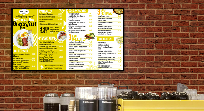 Digital Signage Breakfast Menu Boards from DSMenu