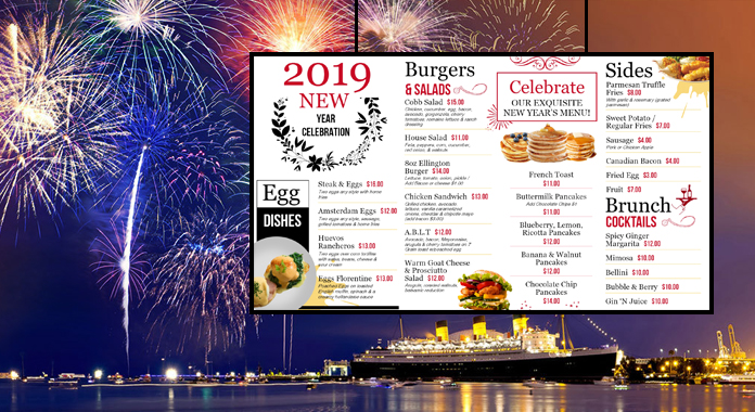  Happy New Year 2019 Special Digital Signage Menu Boards from DSMenu