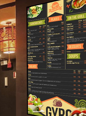 Gyro menu board display Gyro menu board display