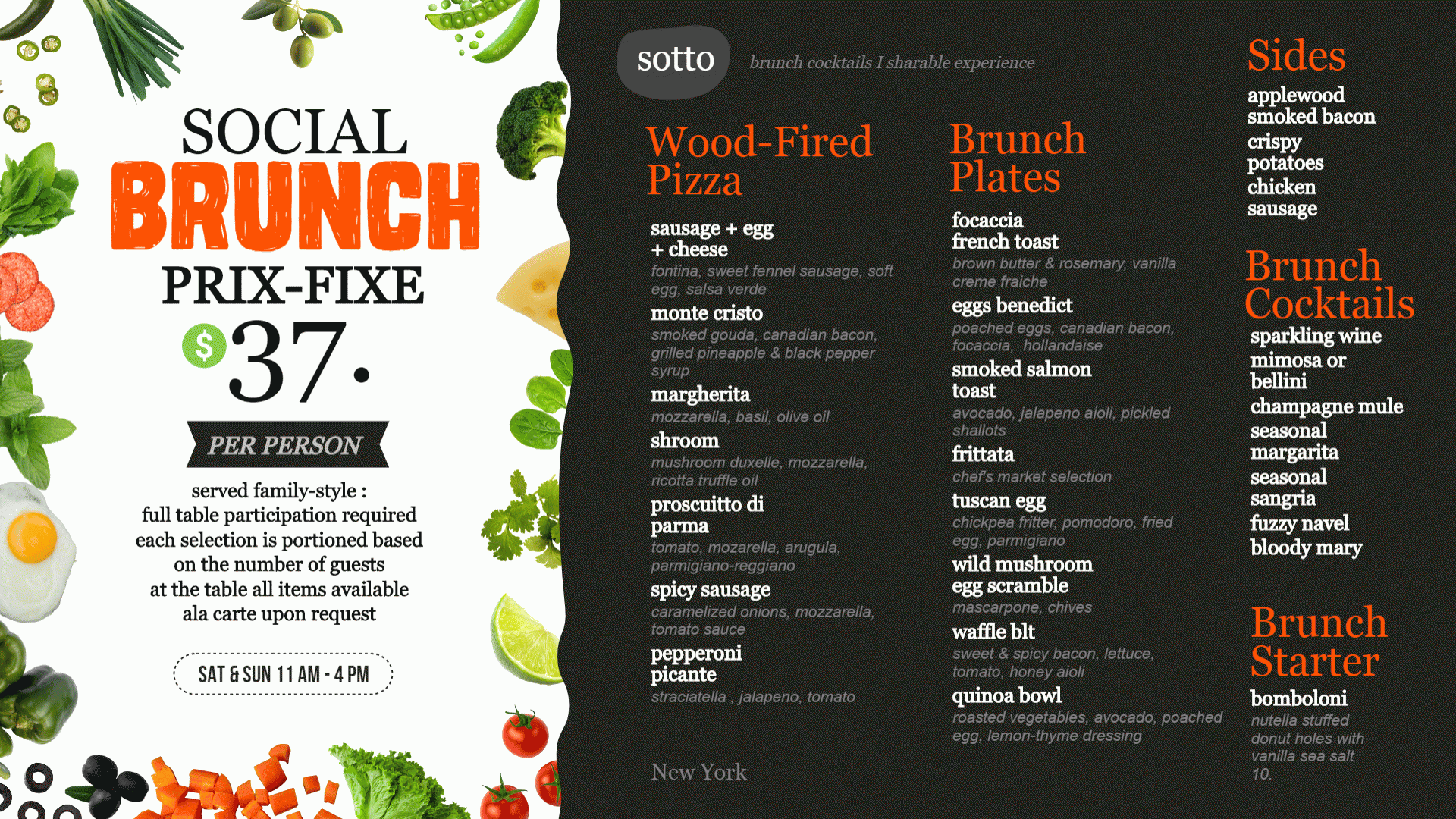 Brunch menu playlist  for digital signage for restaurants