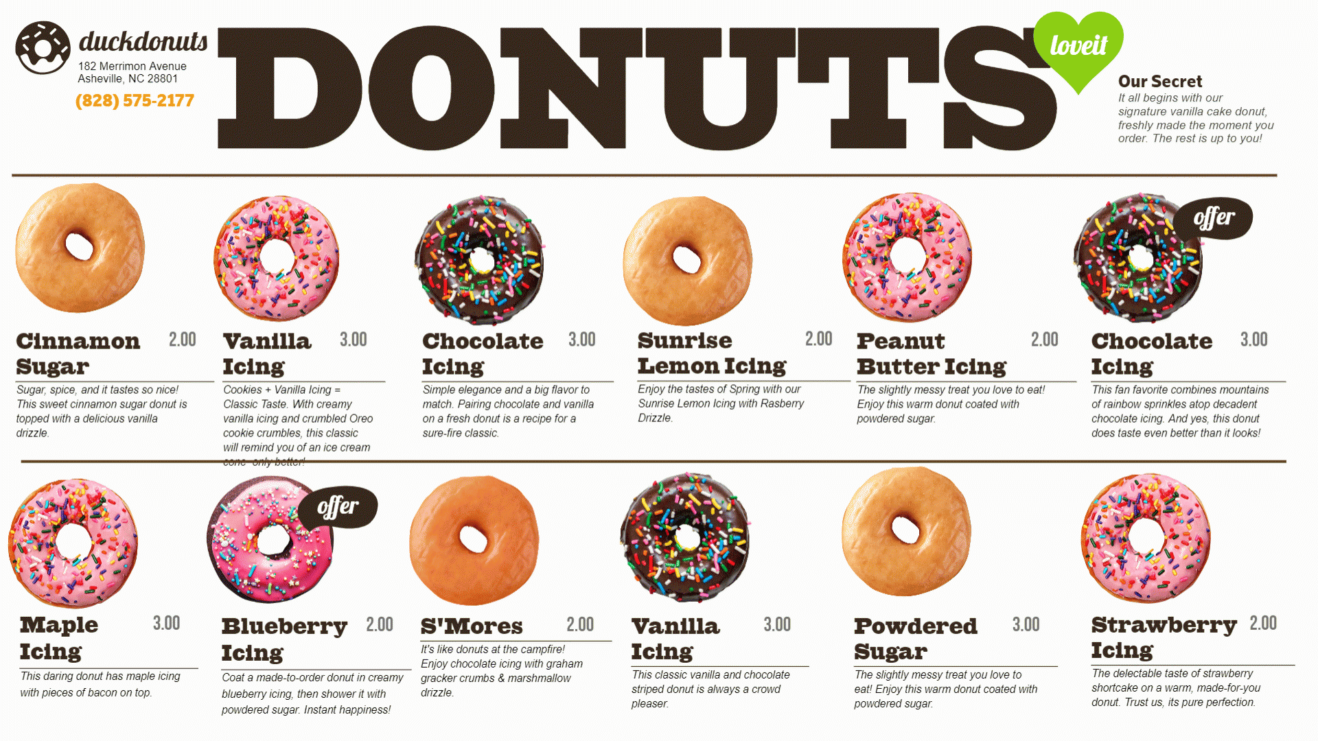 Donuts menu playlist  for digital signage for restaurants
