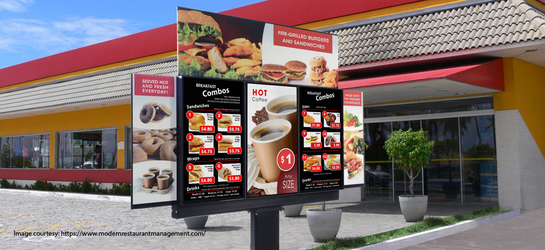 Take away restaurant menu for digital signage