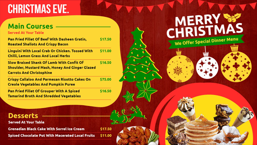 Christmas Takeaway menu