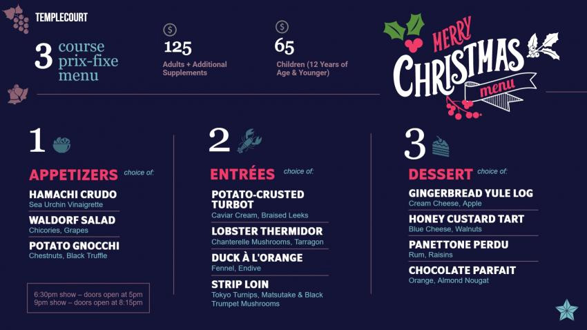 Wonderful Merry Christmas restaurant menu 2020
