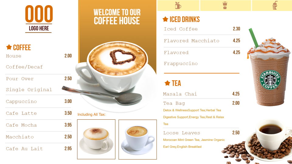 Coffee menu design