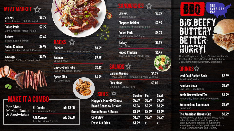 BBQ Menu Board American style