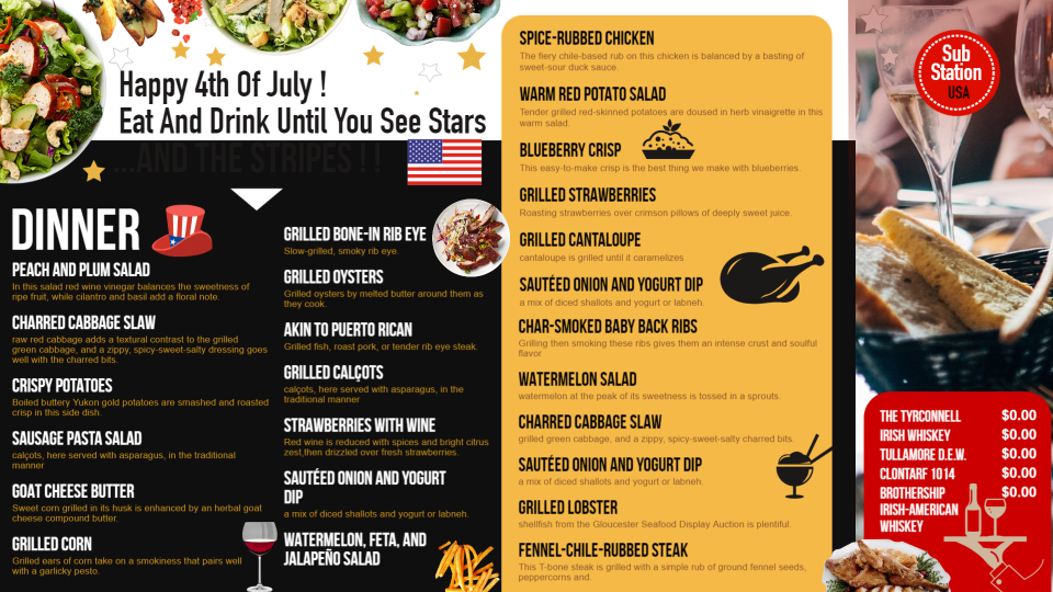 Independence Day Digital Signage Menu Independence Day Digital Signage Menu