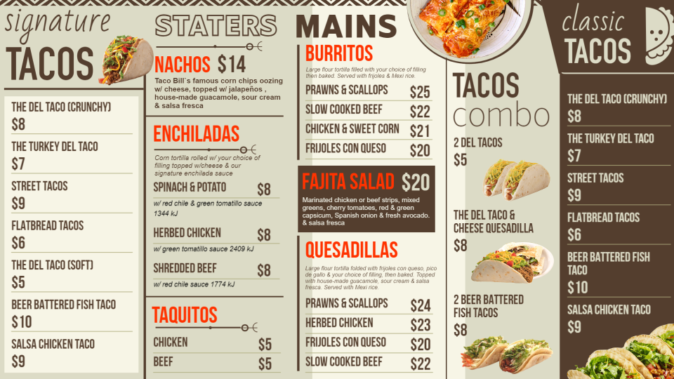 Mexican Signage Menu Design