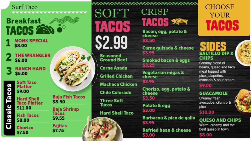 Mexican Menu Board