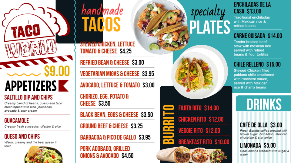 Mexican Taco Board Template