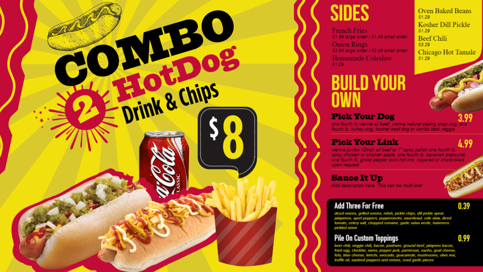 Hot dog Combo Menu Design Hot dog Combo Menu Design