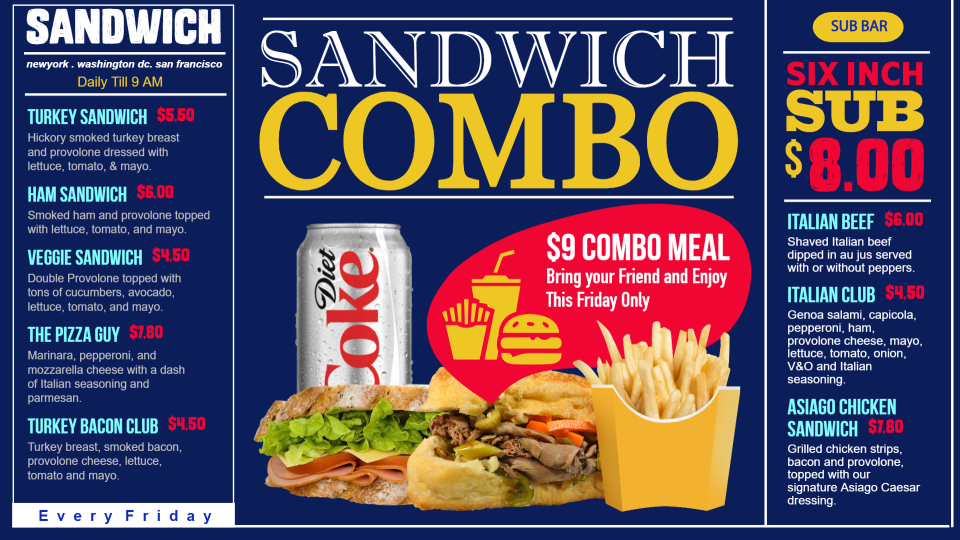 Sandwich Combo Menu Sandwich Combo Menu
