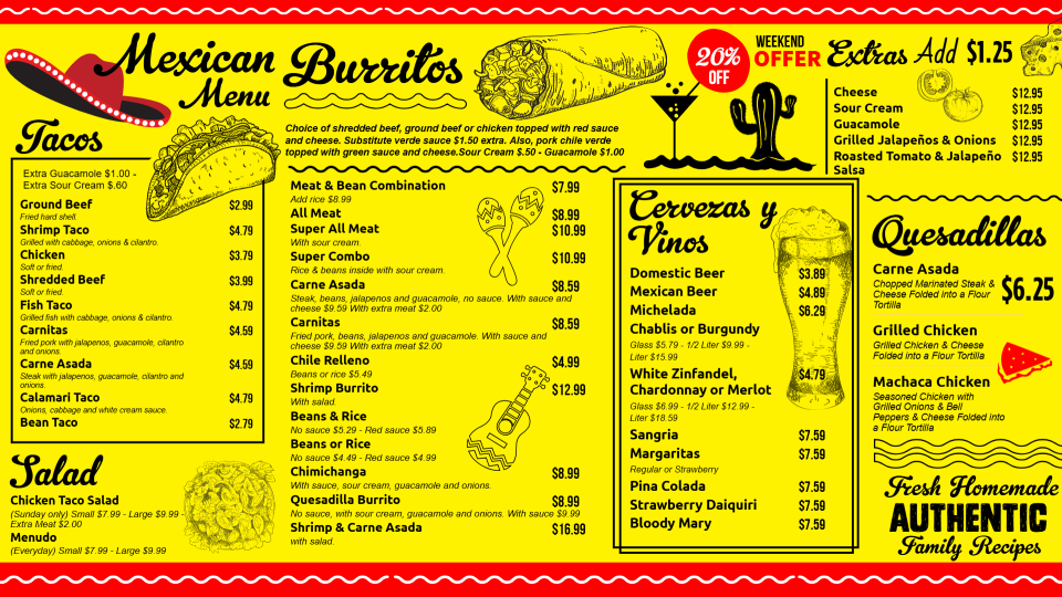 Mexican Menu Design