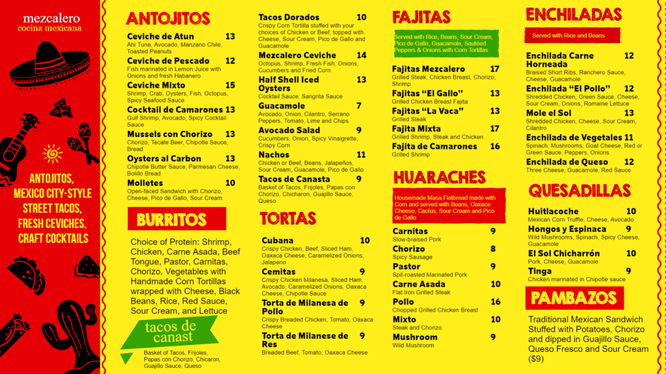 Mexican Lunch Menu Mexican Lunch Menu