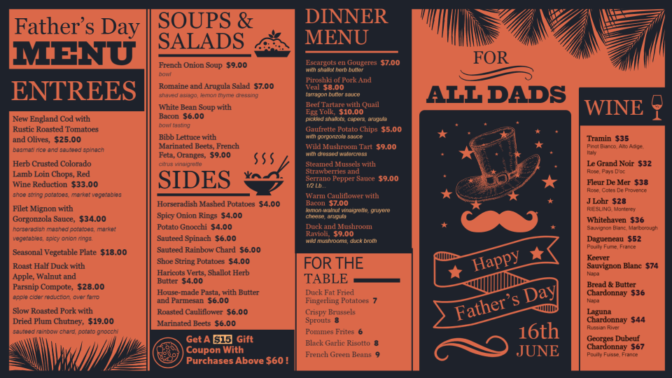 Best Fathers Day Menu Design Best Fathers Day Menu Design