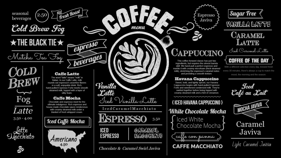 Chalk Coffee Menu design