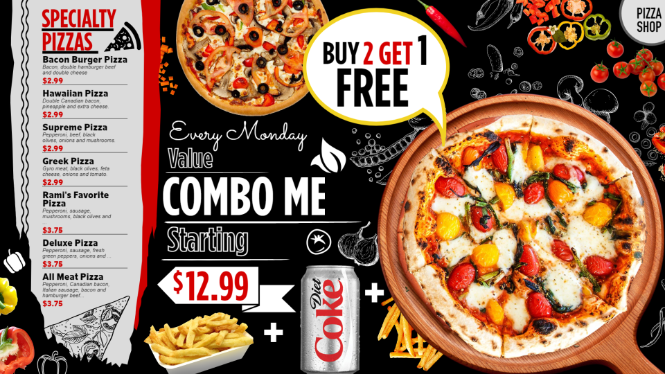 Pizza Combo Menu Design