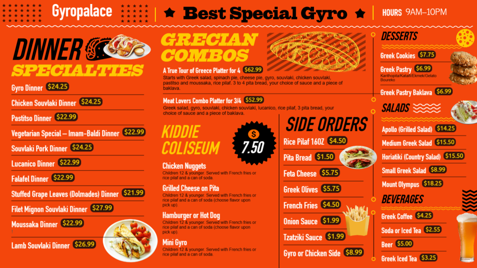 Gyro Menu Style Gyro Menu Style