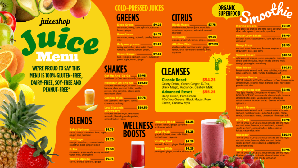 Juice Menu Template-01 Juice Menu Template-01