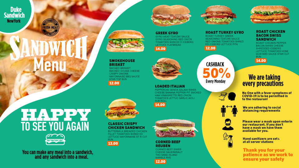 Reopening Menu Design idea