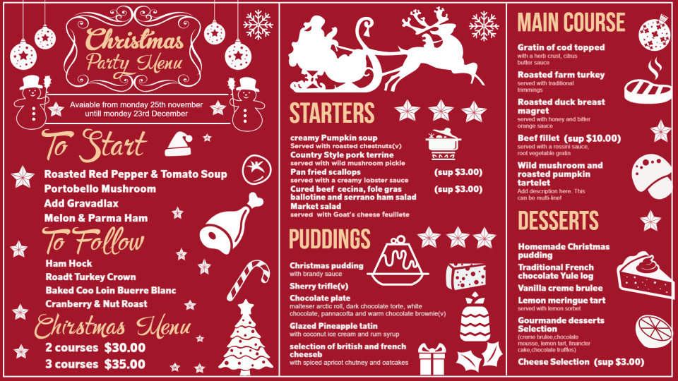 Christmas Menu Board Design
