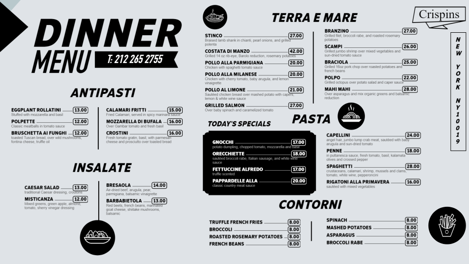 Dinner Menu Design Dinner Menu Design