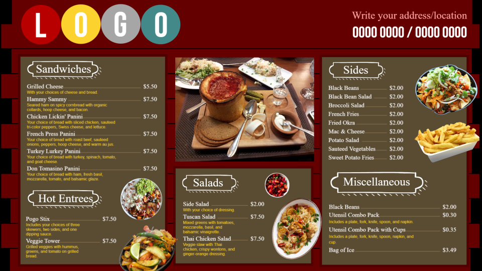 Fast food restaurants menu Fast food restaurants menu