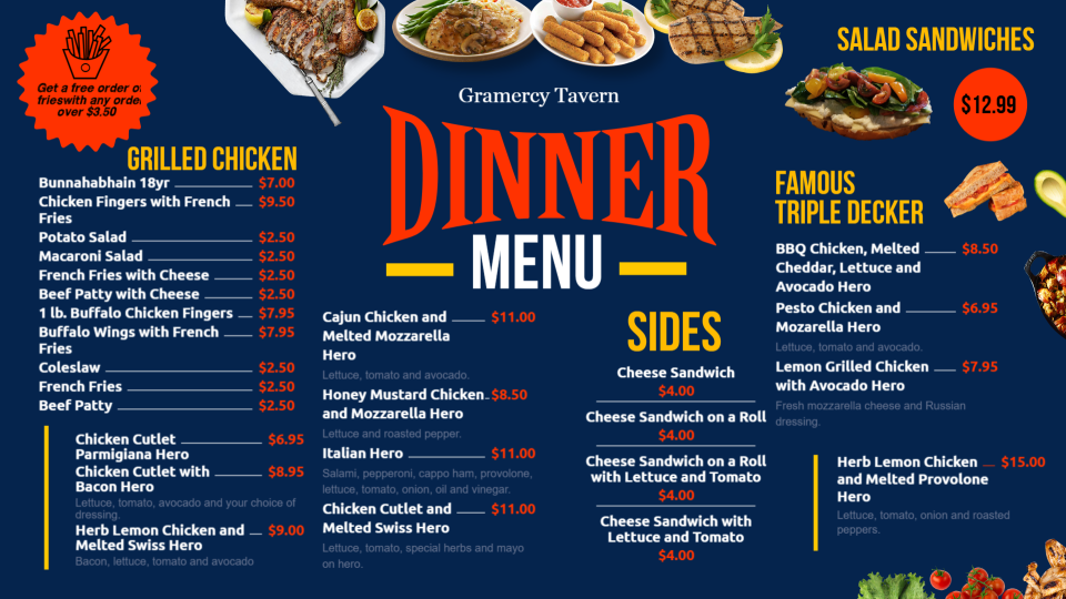Dinner Menu Concept Dinner Menu Concept