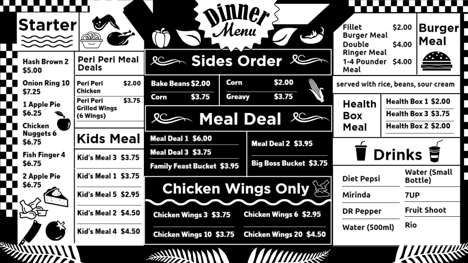 Dinner Chalk Menu Dinner Chalk Menu