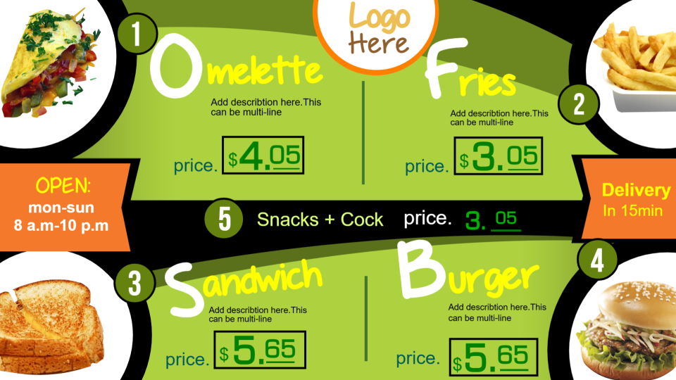 Pizza menu boards