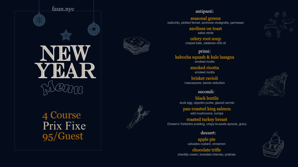 New year menu design