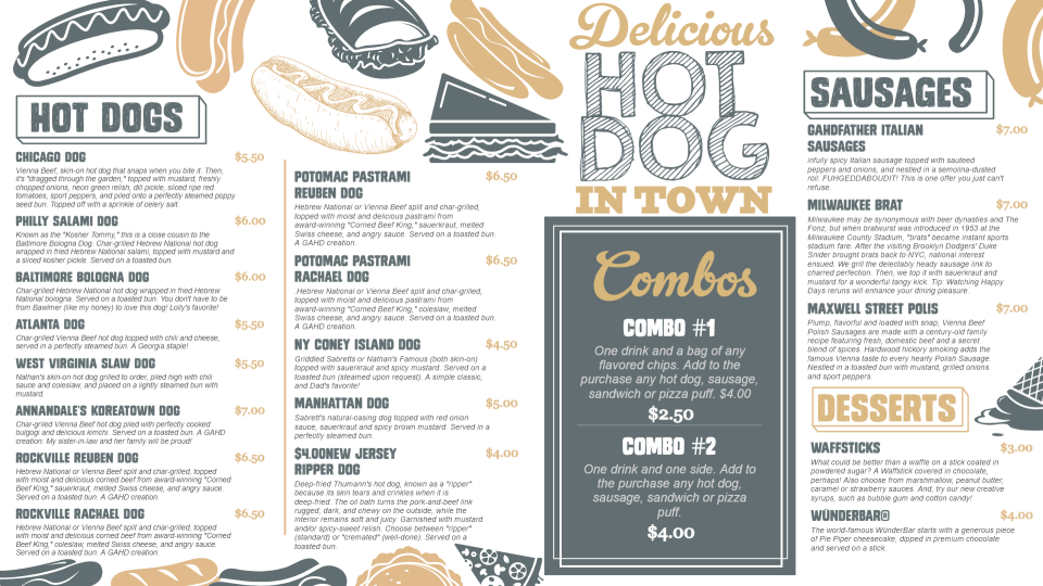 Hotdog Menu board