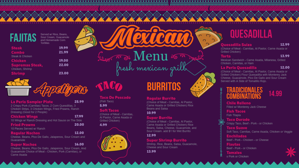Mexican Menu Design Template Mexican Menu Design Template