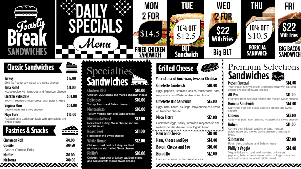 Sandwich Menu template