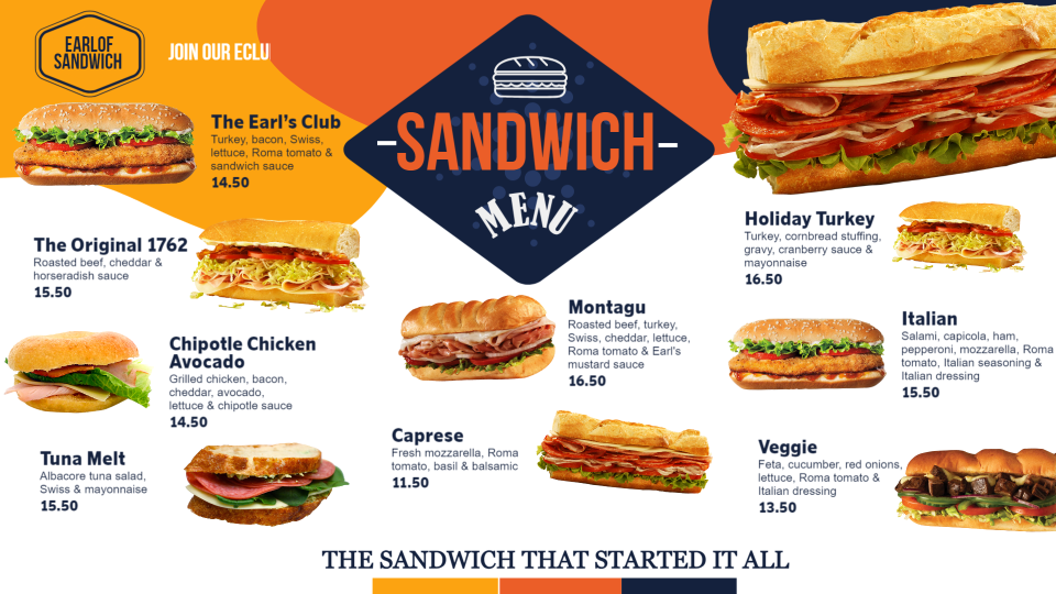 Sandwich Menu Board