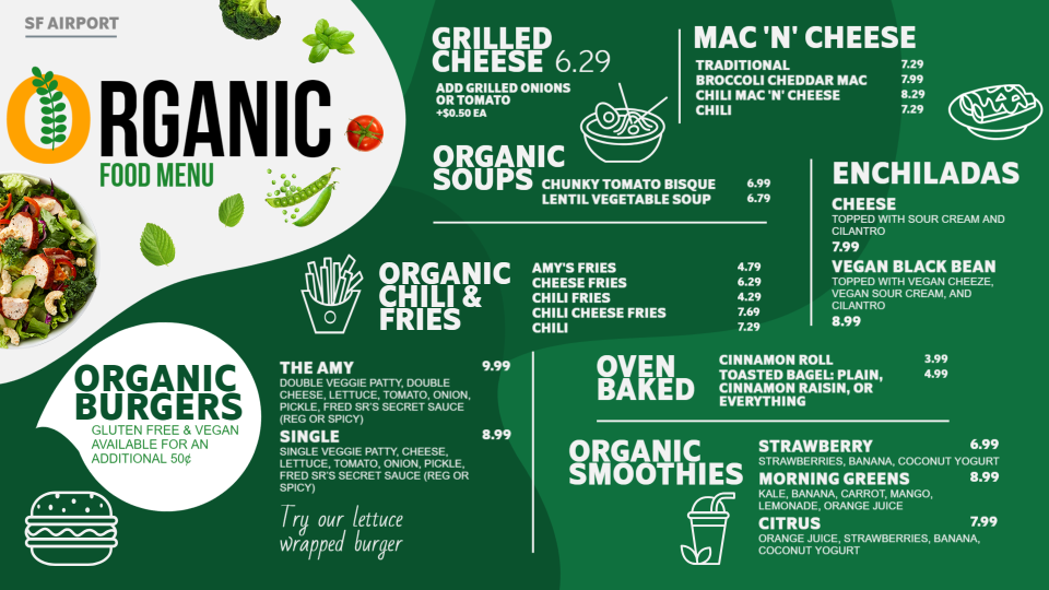 Organic Food Menu Design