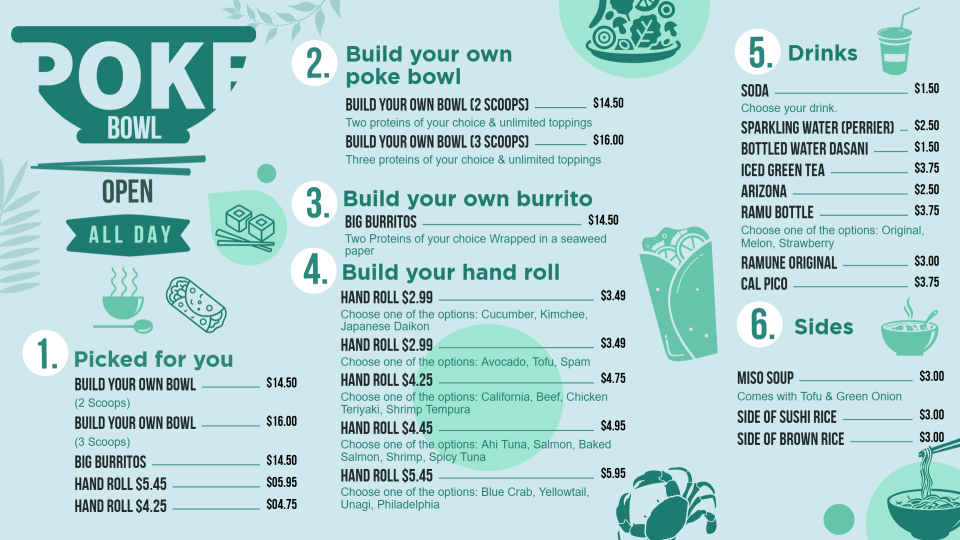 Poke Food Menu Design