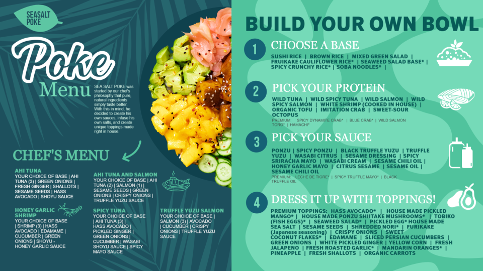 Poke Menu Board Design