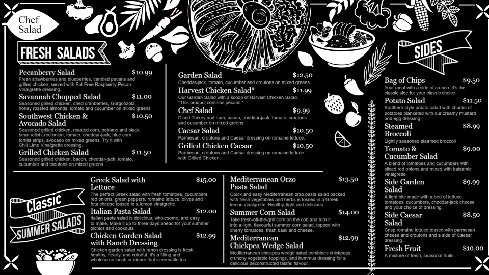 Salad Chalk Menu Design Salad Chalk Menu Design