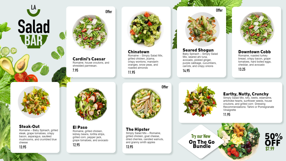 Salad Menu Design idea Salad Menu Design idea