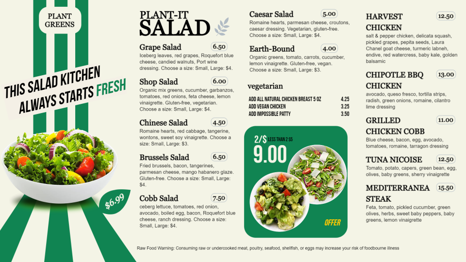 Salad menu Template Design Salad menu Template Design
