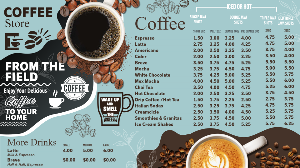Coffee Menu design