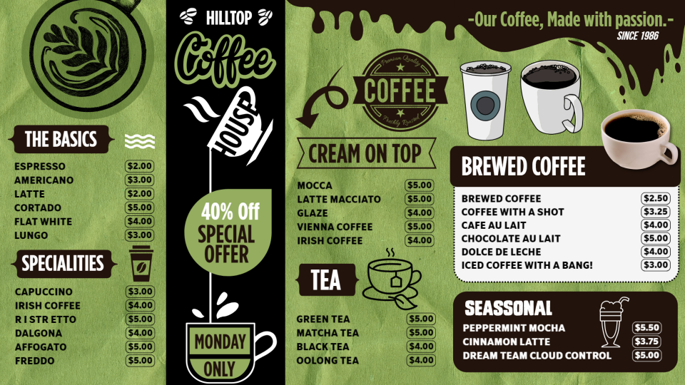 Coffee Shop Menu Design