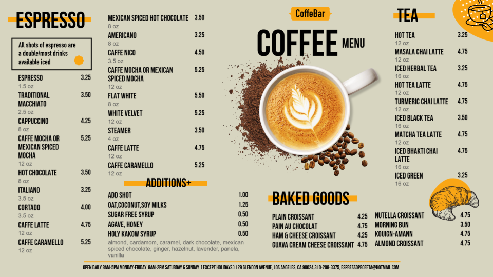Coffee Menu Board Design Template