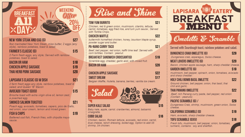 Simple Breakfast Menu Design Simple Breakfast Menu Design