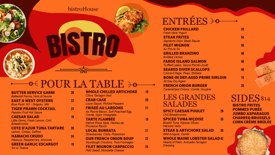 Custom Bistro Menu Design Custom Bistro Menu Design