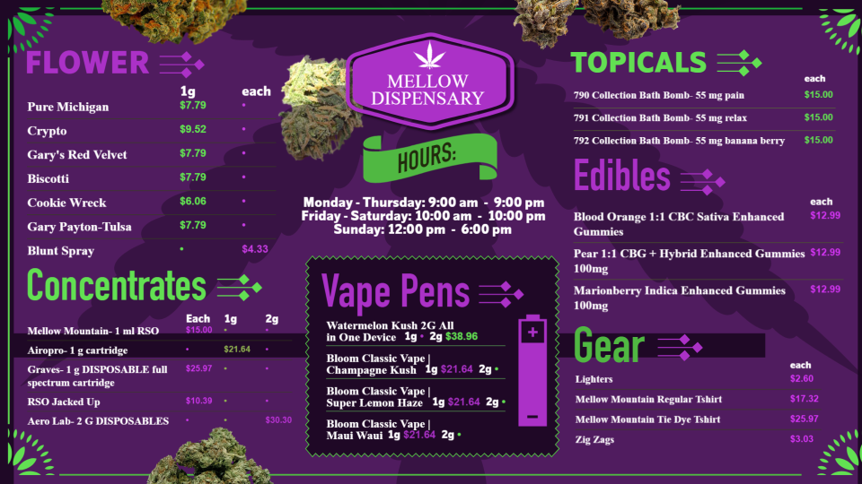 Marijuana Menu Design Template Marijuana Menu Design Template