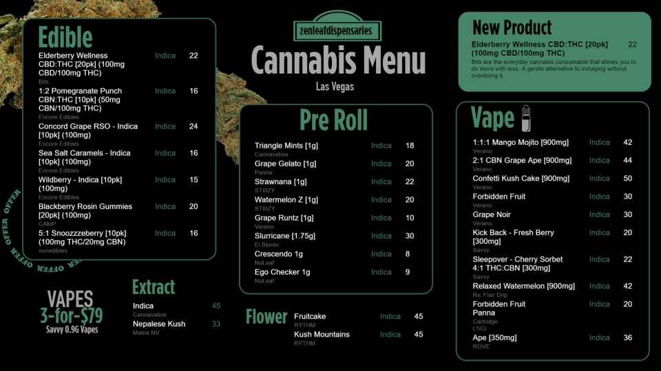 Best Cannabis Menu Design Best Cannabis Menu Design
