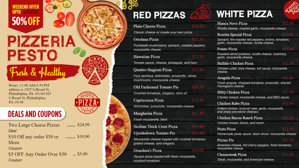 Pizza Menu Design Template Pizza Menu Design Template