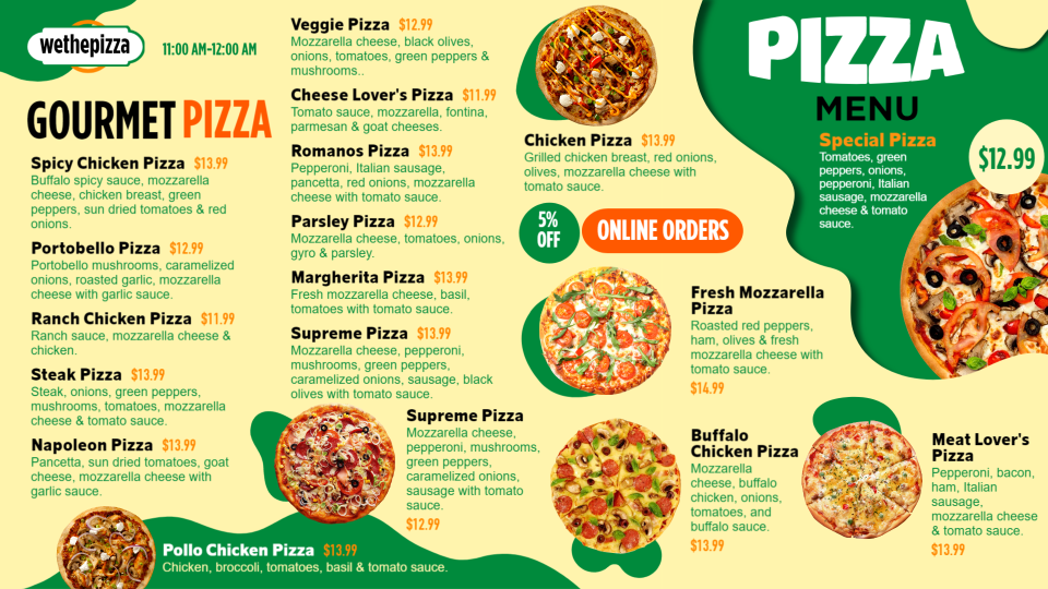 Pizza Menu Template Pizza Menu Template